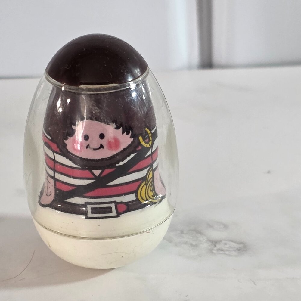 1975 Hasbro Weeble Pirate Boy Brown Hair White Base